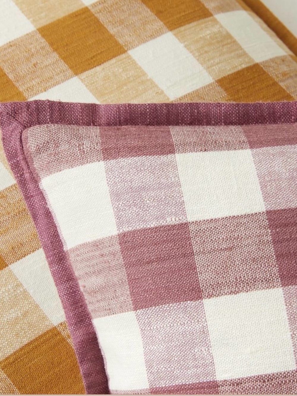 West Elm Heather Taylor Home 20” Gingham Silk Flange Pillow Cover Berry